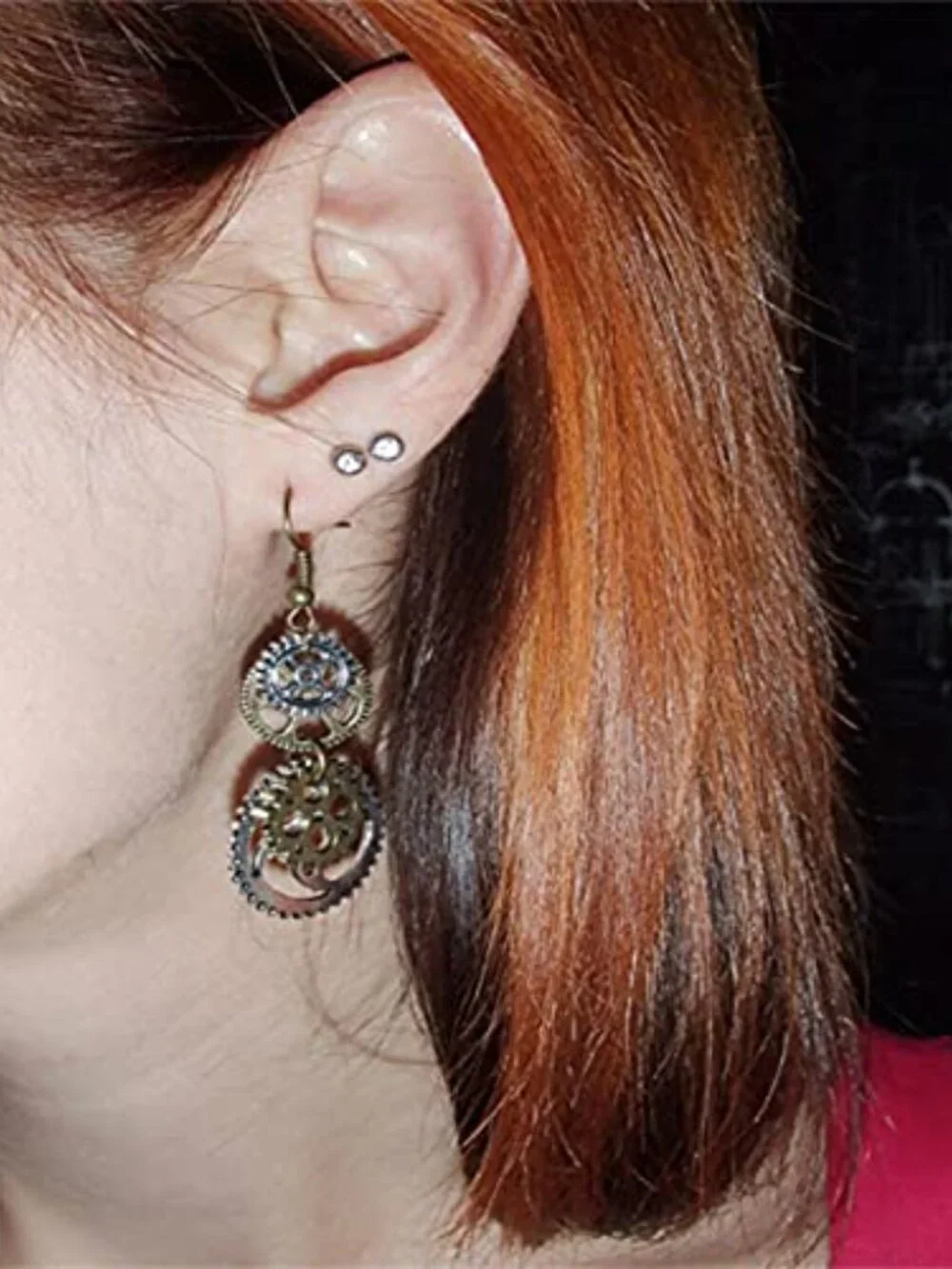 New - Antique Steampunk Gear Earrings for Women Unique‎ Handmade Vintage Bronze